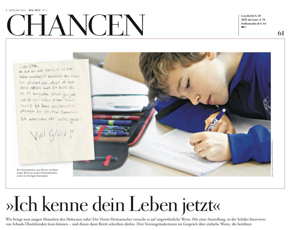 Zeitungsartikel mit Foto: Kind schreibt auf ein Papier